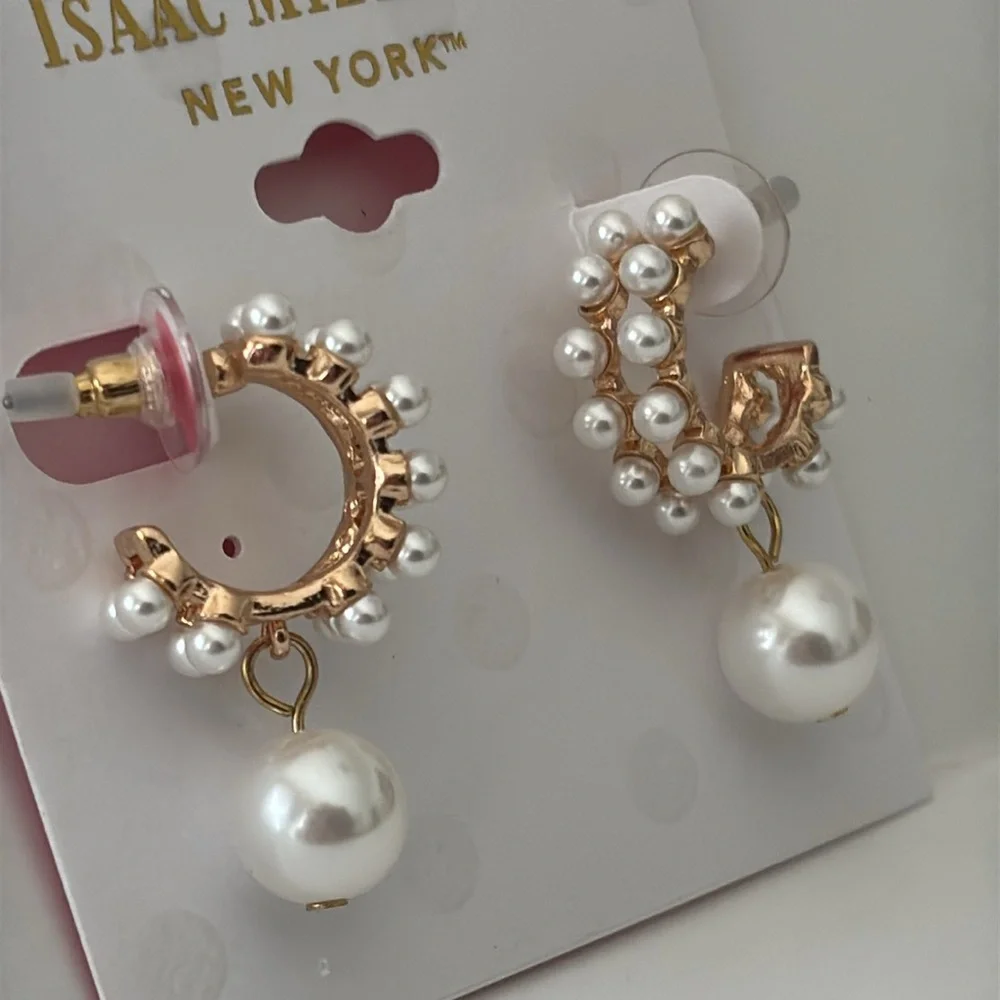 Isaac Mizrahi Pearl Hoop Earrings
